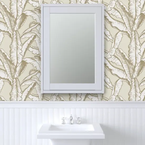 Pre-Pasted Wallpaper 2FT Wide Nature Minimal Tropical Flora Custom Pre-pasted Wallpaper by Spoonflower {6}