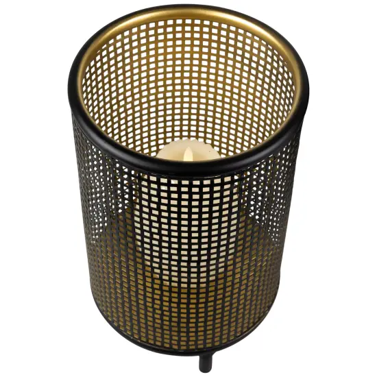 Northlight Iron Grid Pillar Candle Holders - 12" - Black and Gold Finish - Set of 3 {5}
