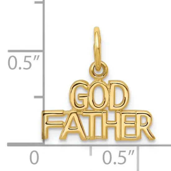 10K Yellow Gold Godfather Charm Religious Jewelry 15mm x 16mm {2}