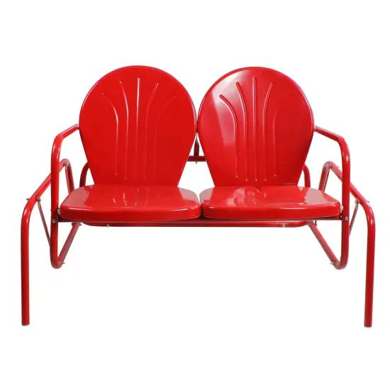 Northlight 2-Person Outdoor Retro Metal Tulip Double Glider Patio Chair, Red {1}
