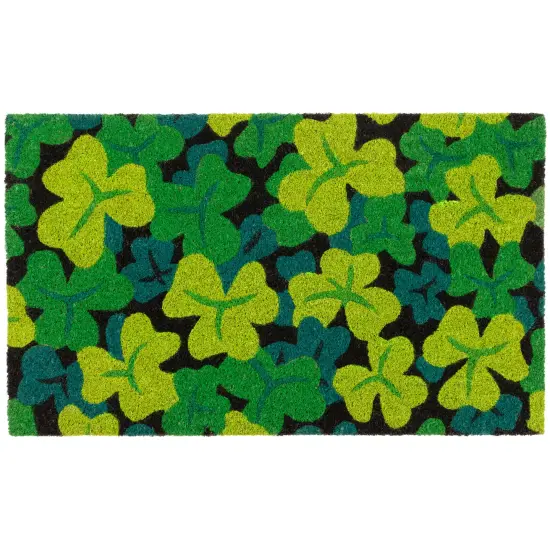 Northlight Black Coir Multicolor Green Shamrock Outdoor Doormat 18" x 30" {1}