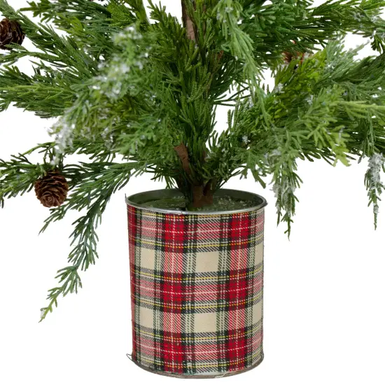 Northlight Real Touch&trade;️ Potted Iced Cedar Artificial Christmas Tree - 24" - Unlit Green {3}