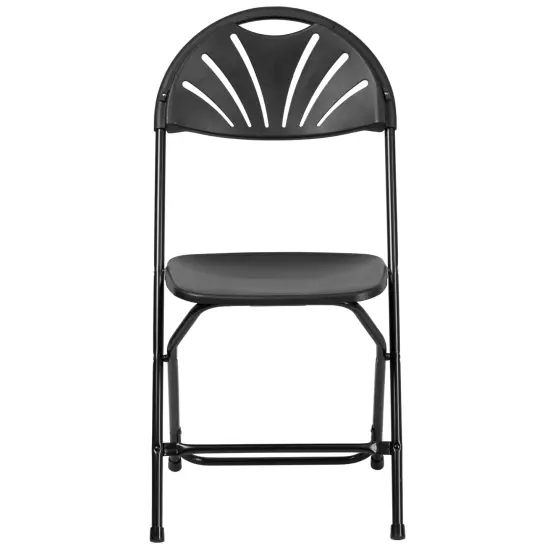 Emma and Oliver 8 Pack Wedding/Event Stackable Fan Back Plastic Folding Chair Black {3}