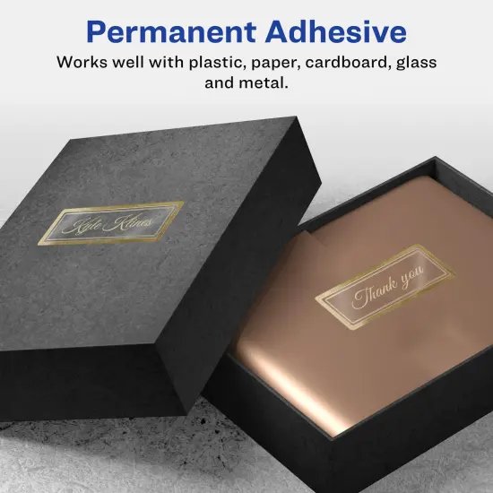 Avery Glossy Clear Labels with Metallic Gold Label Borders, 1" x 2-5/8" Rectangle Labels, 180 Total, Laser/Inkjet Printable Labels (6550) {6}