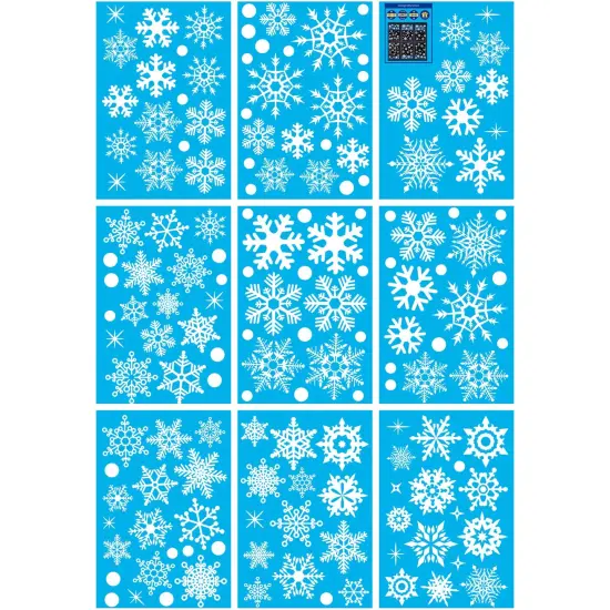 Wrapables Snowflake Window Clings Decal Stickers, Christmas Winter Decoration for Glass Windows 9pc Starry {1}