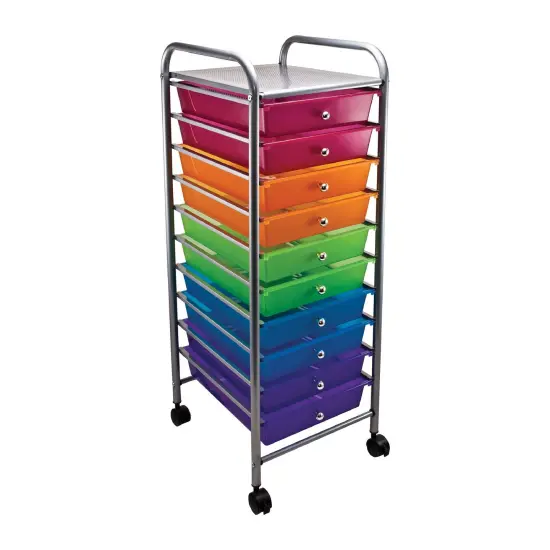 10-Drawer Rolling Cart, Multicolor {1}