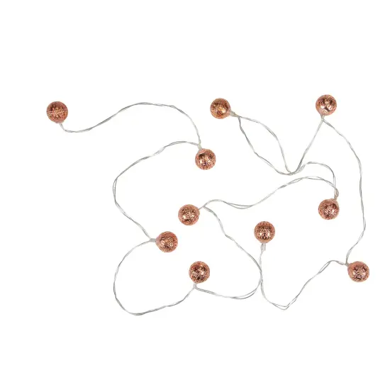Northlight LED Rose Gold Metal Ball Christmas Light Set - 6.25' Clear Wire - 10ct Pink {5}