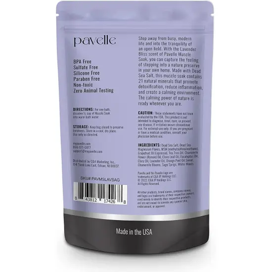 Pavelle Dead Sea Muscle Soak Bath Salts, Bath Soak for Body Pain Relief, 3lb (1.7kg) {2}