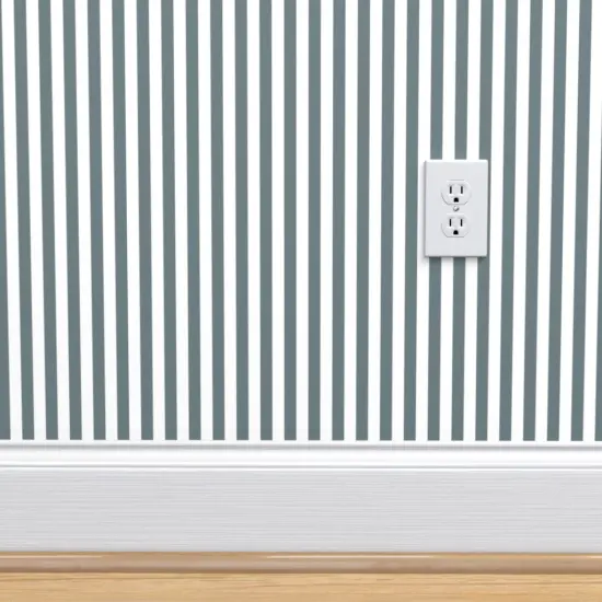 Peel & Stick Wallpaper 2FT Wide Coastal Stripe Geometric Cottage Core Vertical Lines Classic Cabana Neutral Sea Custom Removable Wallpaper by Spoonflower {4}