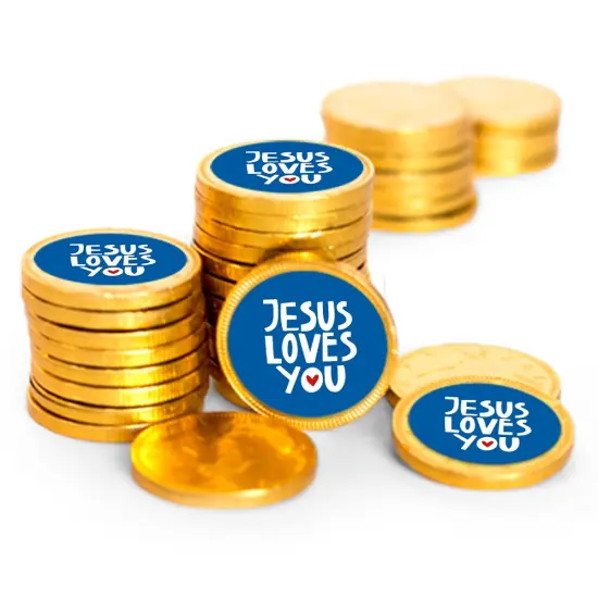84ct Vacation Bible School Candy Religious Party Favors Chocolate Coins Church Sunday School Items (84 Count) - Gold Foil - By Just Candy {1}