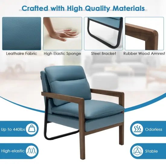 Single Sofa Chair with Extra-Thick Padded Backrest and Seat Cushion Blue {4}