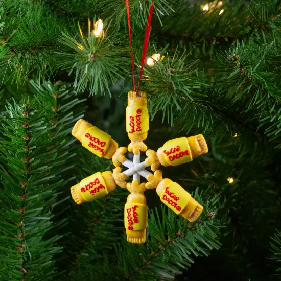 Northlight 4" Yellow and Red Tootsie Roll Sugar Daddy Lollipop Snowflake Christmas Ornament {3}