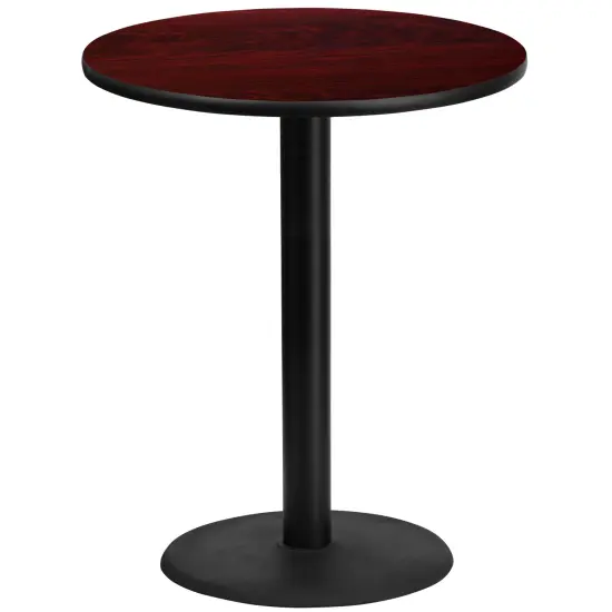 Emma and Oliver 36" Round Laminate Table Top with 24" Round Bar Height Table Base Natural {4}