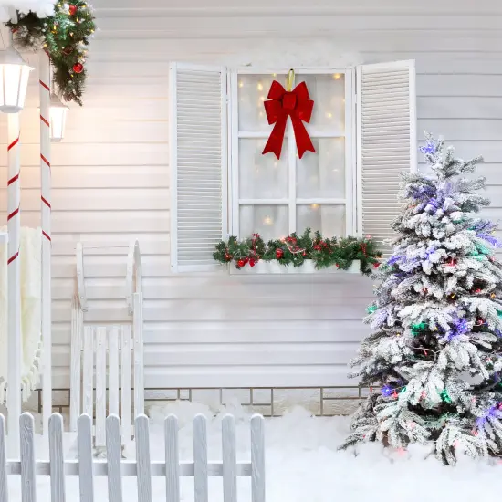 Northlight LED Lighted Tinsel Bow Christmas Decoration - 19"- Warm White Red {4}