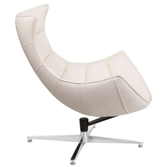 Merrick Lane Pavel Contoured Swivel Accent Chair with Crisscross Metal Base Creamy White {4}