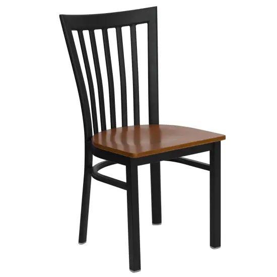 Emma and Oliver School House Back Metal Restaurant Dining Chair Cherry/BlackMetal {1}