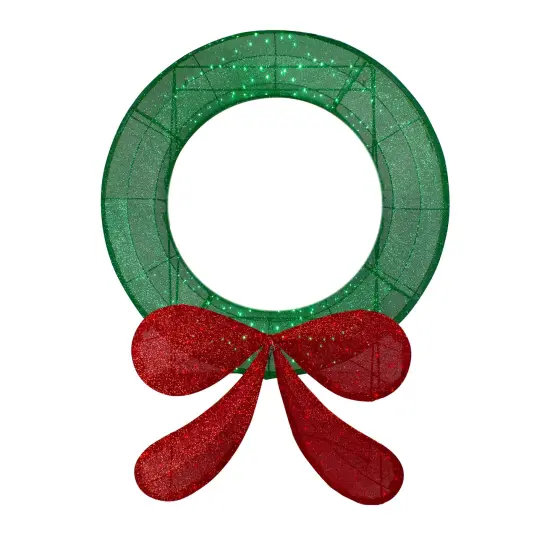 Northlight Commercial-Sized Lighted Tinsel Christmas Wreath Outdoor Decoration - 48" Green {1}
