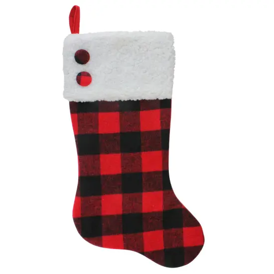 Northlight 23" Black and Red Rustic Buffalo Plaid Christmas Stocking {1}