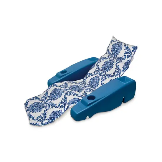 Swim Central Sapphire Blue and White Adjustable Flourish Floating Swimming Pool Chaise Lounge, 73-Inch {1}