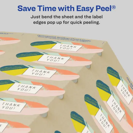 Avery Kraft Brown Scalloped Oval Labels with Sure Feed Technology, 1-1/8" x 2-1/4", Print to the Edge, Laser/Inkjet Printable Labels, 525 Total (22855) {6}