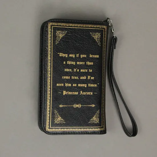 Black and Gold Sleeping Beauty Book Wallet ID Holder Snap Close Novelty Wristlet {3}