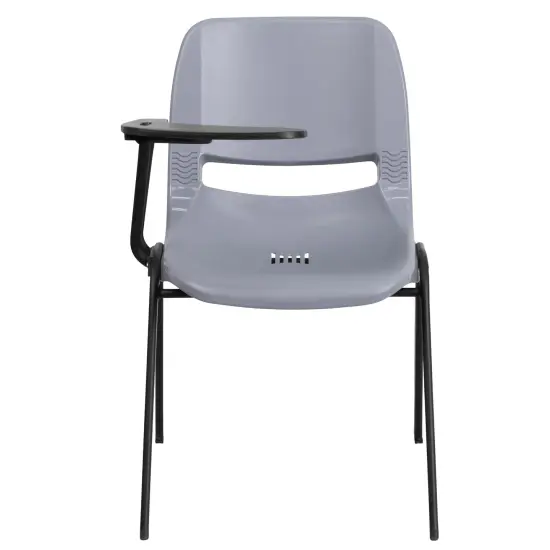 Emma and Oliver Ergonomic Shell Chair with Right Handed Flip-Up Tablet - Tablet Arm Desk Gray {5}