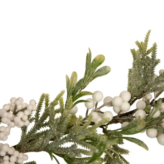 Northlight 5' x 10" White Berry and Frosted Pine Christmas Garland, Unlit Green {4}
