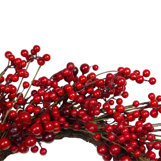 Northlight Artificial Berry Christmas Twig Wreath - 20" - Unlit Red {5}