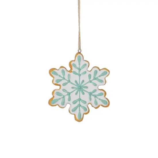 Northlight Frosted Snowflake Cookie Christmas Ornament - 3.75" - White and Green {1}
