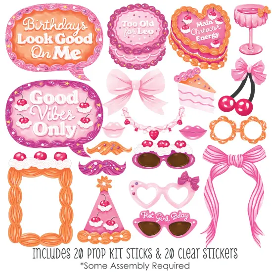 Big Dot of Happiness Hot Girl Bday - Vintage Cake Birthday Party Photo Booth Props Kit - 20 Count {3}