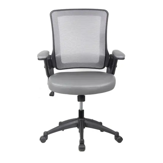 Techni Office Solutions 34" Gray and Black Mid-Back Mesh Task Office Chair with Height Adjustable Arms {3}