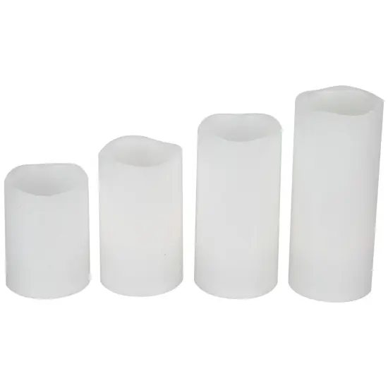 Northlight LED Flameless Flickering Solid Wax Pillar Candles - 7" - White - Set of 4 {1}