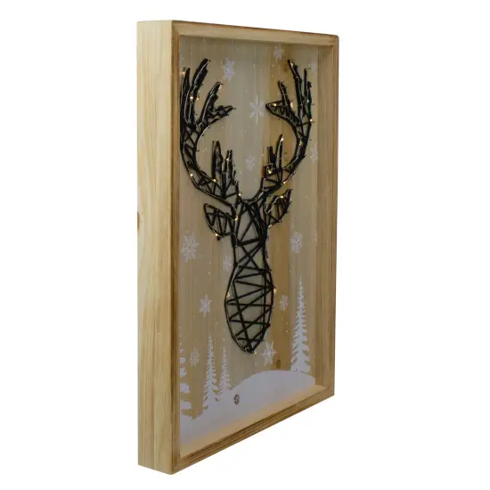 Northlight Lighted Wood Framed String Art Reindeer Head Christmas Wall Hanging - 15.75" Brown {3}