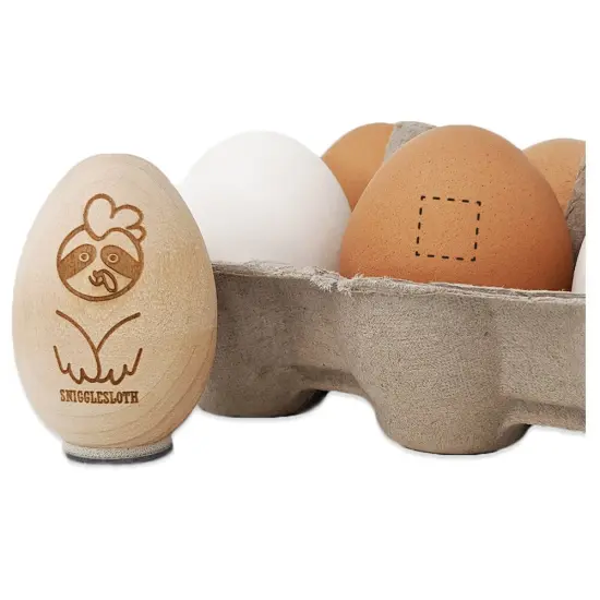 Dashed Square Outline Chicken Egg Rubber Stamp {7}