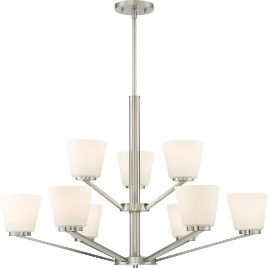 Nome 9-Light Hanging Mounted Chandelier Light Fixture in Brushed Nickel Finish {1}