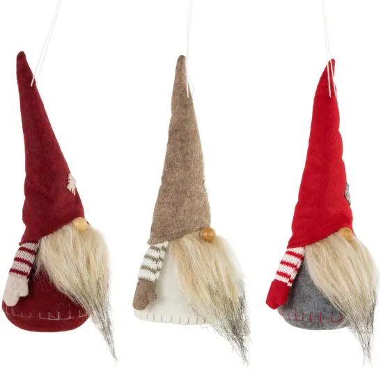 Northlight Bearded and Chubby Striped Arms Christmas Gnomes - 10.5" - Set of 3 Gray {4}