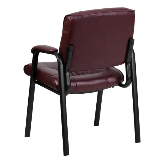 Emma and Oliver Faux Leather Executive Reception Chair with Powder Coated Frame BlackLeaSoft/Black {9}