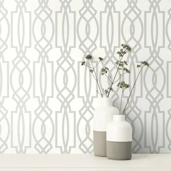 Transform Silver Trellis Peel and Stick Wallpaper {3}