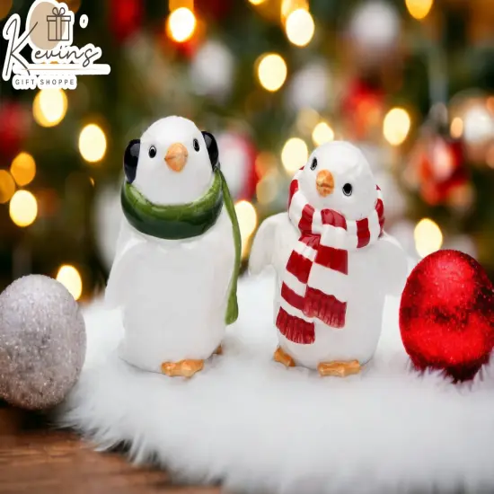 Hand Painted Ceramic Christmas Penguin Couple Salt & Pepper Shakers, Home D&eacute;cor, Gift for Her, Gift for Mom, Kitchen D&eacute;cor, Christmas D&eacute;cor {2}