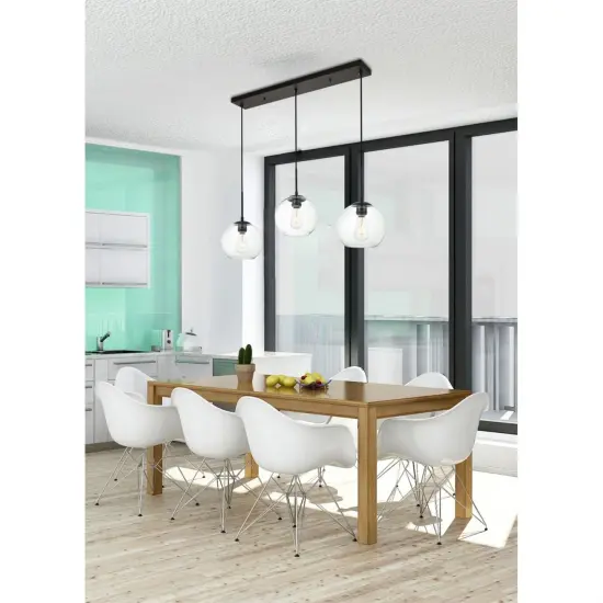 Baxter 3 Lights Black Pendant With Clear Glass {2}