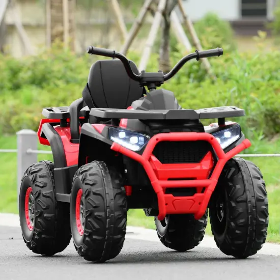 12 V Kids Electric Four Wheeler with 2 Powerful Drive Motors and Wear-Resistant Wheels Red {3}
