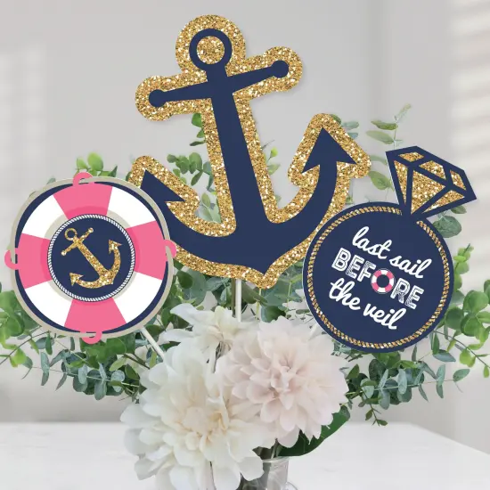 Big Dot of Happiness Last Sail Before the Veil - Nautical Bachelorette and Bridal Shower Centerpiece Sticks - Table Toppers - Set of 15 {1}