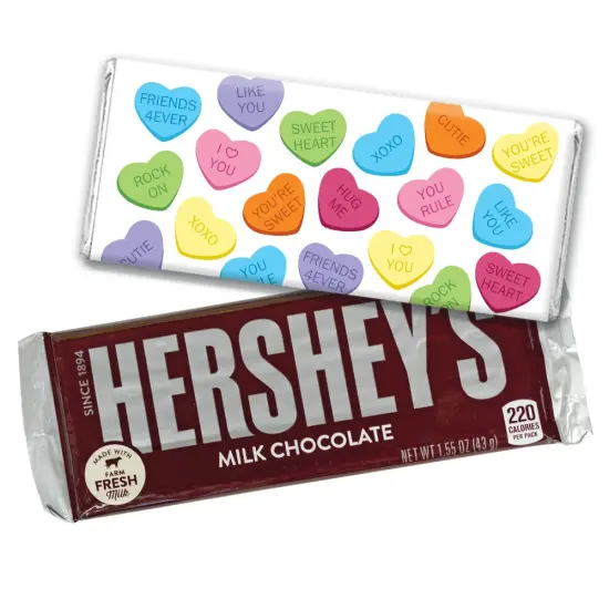 12ct To From Valentine's Day Candy Party Favors Hershey's Chocolate Bars by Just Candy (12 Pack) - Conversation Hearts {1}