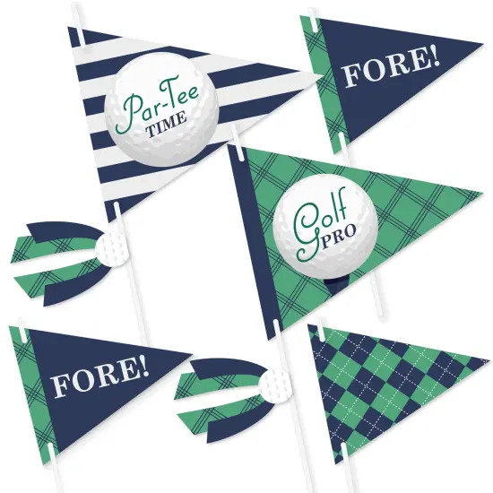 Big Dot of Happiness Par-Tee Time - Golf - Triangle Birthday or Retirement Party Photo Props - Pennant Flag Centerpieces - Set of 20 {1}