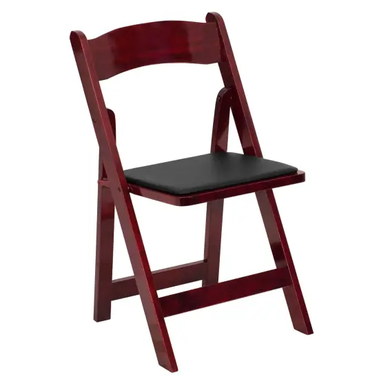 Emma and Oliver 4 Pack Wood Folding Chair with Vinyl Padded Seat Mahogany {5}