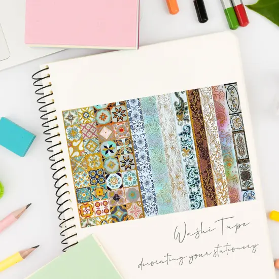 Wrapables Decorative Gold Foil Washi Tape Box Set for Arts & Crafts, Scrapbooking, Stationery, Diary (10 Rolls) Gold Embellishment {5}