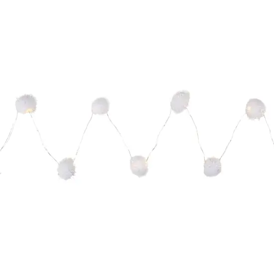 Northlight LED Iridescent Tinsel Puff Ball Christmas Lights - 4.5' Clear Wire - 15ct White {3}