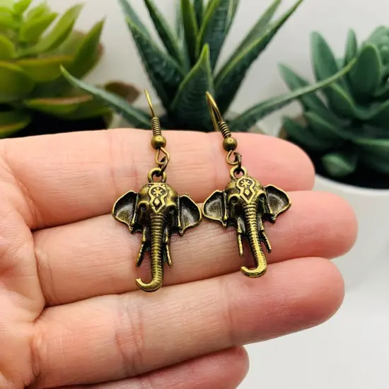 Bronze Tibetan Elephant Earrings {2}