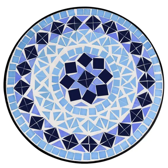 Costway Outdoor Indoor Accent Table,Mosaic Patio Table, Plant Stand Cobalt Blue Color Scheme Garden Steel {3}