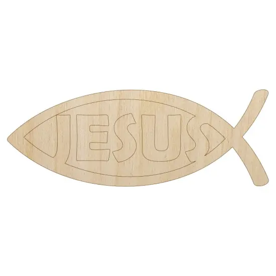 Jesus Ichthys Fish Christian Sketch Unfinished Wood Shape Piece Cutout for DIY Craft Projects {7}